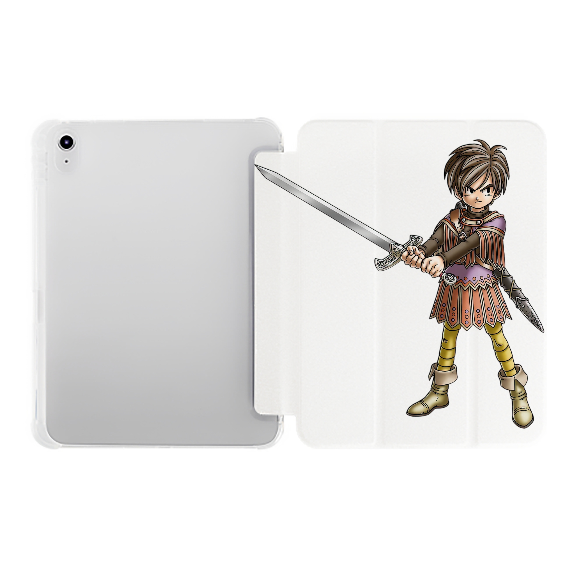 （画像用） ドラゴンクエスト Doragon Kuesuto Dragon Quest IPad ケース ペン収納付き 三つ折りスタンド PUレザー×シリコン 対応機種9.5/10.5/10.9インチ